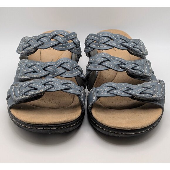 Clarks Laurieann Women's Size 11 M Sandals Blue Leather Straps Adjustable Slides - Picture 3 of 7